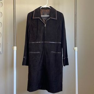 Vintage Coach brown suede leather long coat